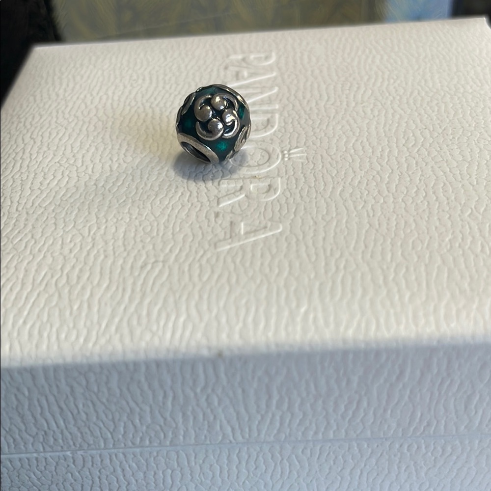 Pandora Blue-Green Translucent Enamel Zen Charm RETIRED - Picture 2 of 3